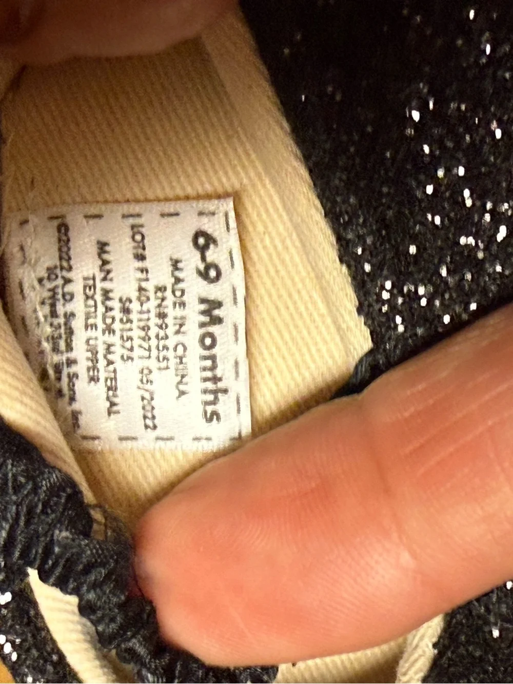 Baby Girls Black Glitter Ballet Flats w/ Rosette Flowers 6-9 Months EUC
